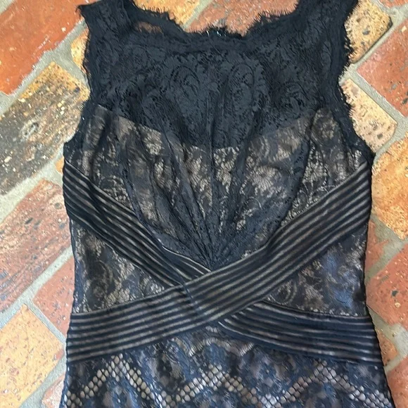 Tadashi Shoji Chantilly Lace Boatneck Sheath Midi Dress sz12 - Picture 13 of 16